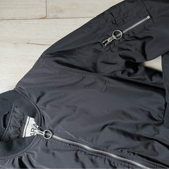 Black bomber baseball padded jacket women’s S - Picture 3 of 4